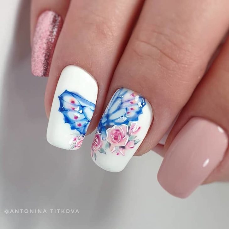 unhas decoradas com flores 170