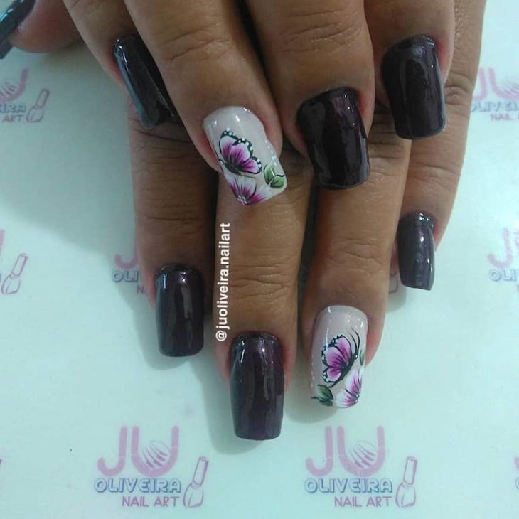 unhas decoradas com flores 177