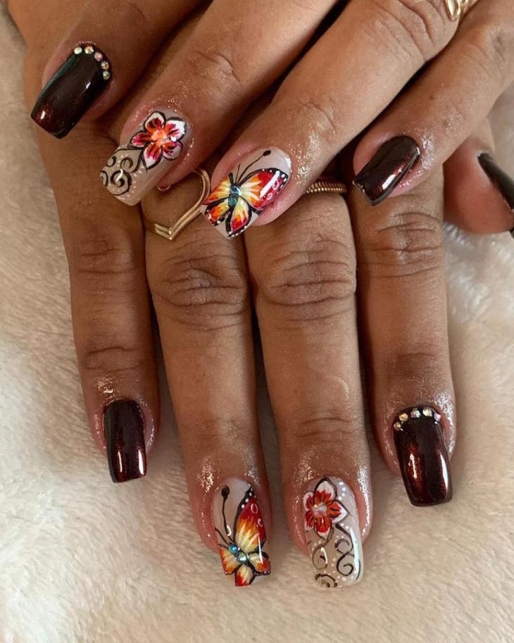 unhas decoradas com flores 179