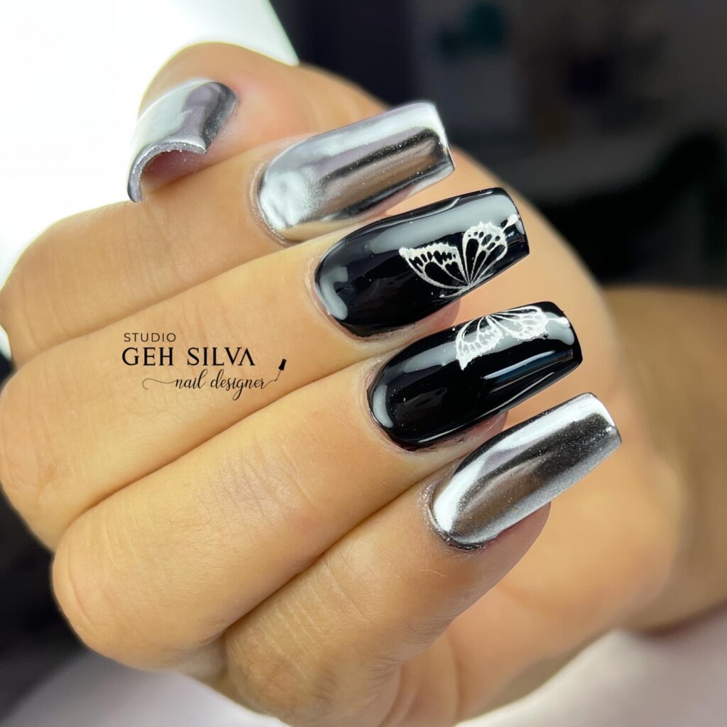 unhas de gel cintilantes