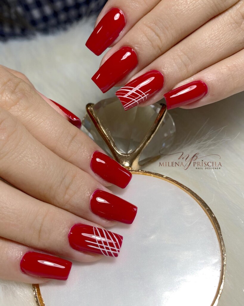 unhas decoradas simples em vermelho