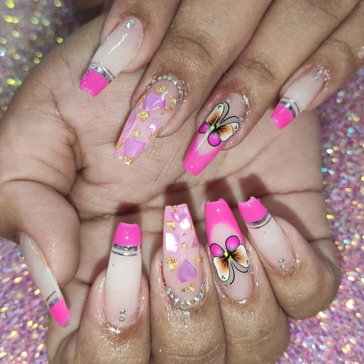 unhas decoradas rosa 120