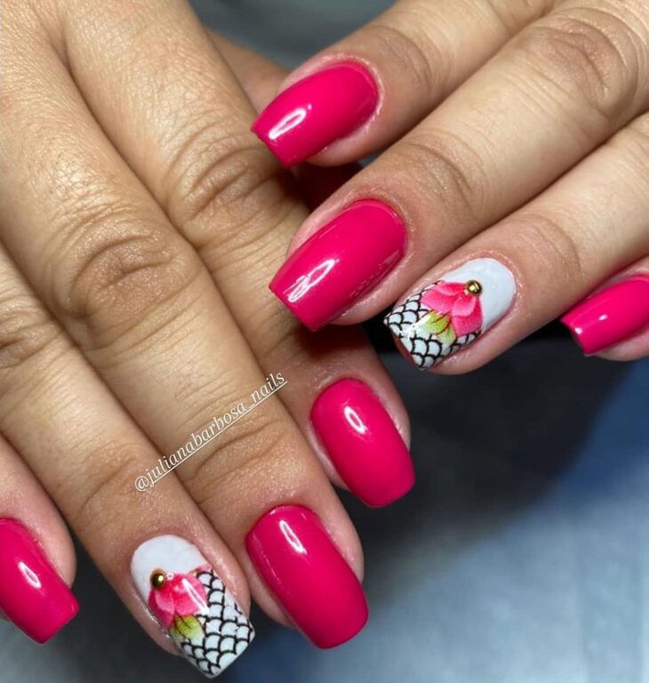 unhas decoradas rosa 135