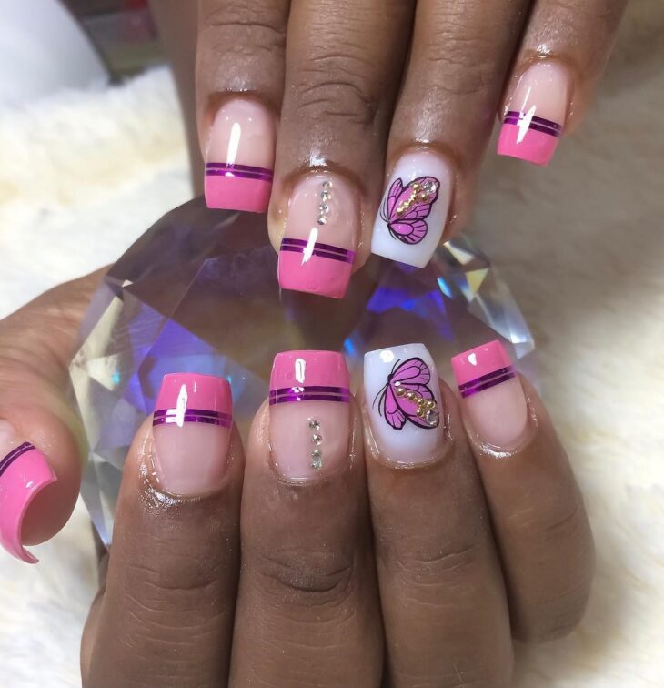 unhas decoradas rosa 143