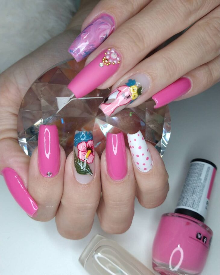 unhas decoradas rosa 159