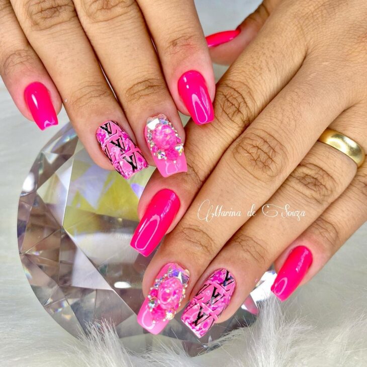 unhas decoradas rosa 163