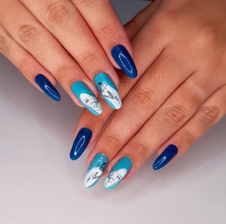 unhas decoradas azul 75