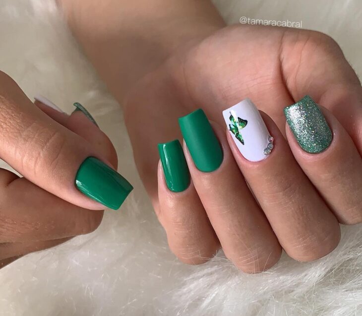 unhas decoradas verde 107