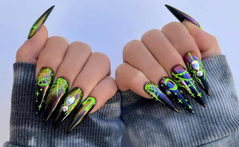 90 ideias de unhas stiletto decoradas para mãos poderosas