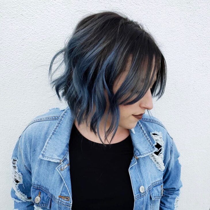 cabelo azul nas pontas 90