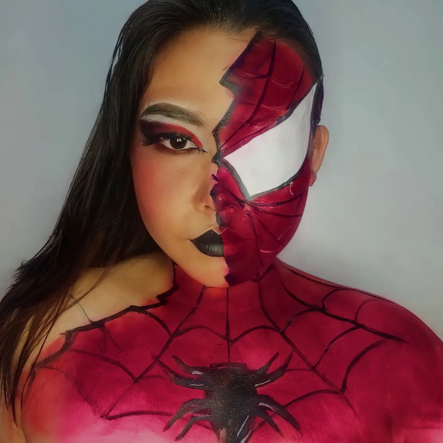 maquiagem artística de homem aranha